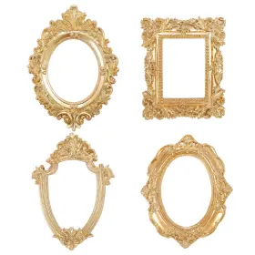 126431yknunui Abaodam Amosfun Golden Resin Retro Photo Frames 4pcs Decorative Photography Props Ba