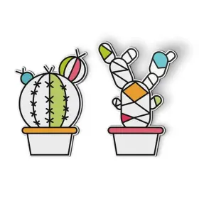 Mg582 Ak Wall Art 5each Cacti Geometric Colorful Set Of 2 - Magnets Car Fridge Locker 5 Inch Each