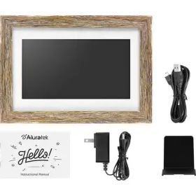 Aluratek 812658015004 10 Inch Wifi Touchscreen Distressed Wood Digital Photo Frame