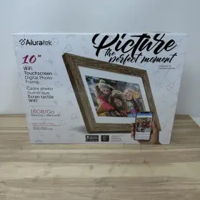 Ashdpf10f Aluratek 10 Inch Lcd Wi-fi Touchscreen Digital Photo Frame Wood Grain - Brand New