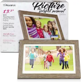 Ashdpf13f Aluratek 13.3 Inch Wifi Distressed Wood Digital Photo Frame 16gb Built-in Memory