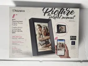 Aws08f Aluratek 8 Inch Digital Photo Frame Matte Black Wi-fi Touchscreen 16 Gb Auto Rotate