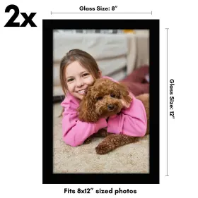 Americanflat 914129873639 Gallery Picture Frame - Wood Molding With Glass Front 8 Inch X 12 2 Pack Black #2