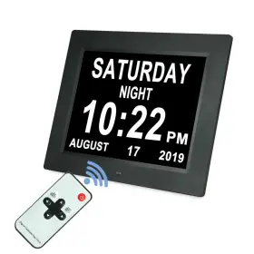 Aowasi 732694055164 Upgraded 10 Inch Digital Day Calendar Clock Auto-diming And 8 Alarms Options
