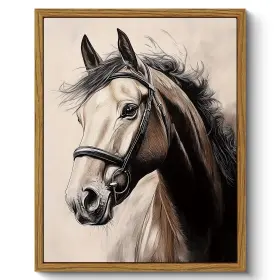 J1-8x10w-a-sl1728 Arpeotcy Vintage Framed Canvas Wall Art Retro Horse Portrait Western Picture