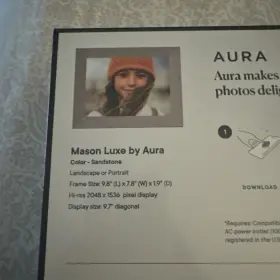 Af700-wht Aura Mason Luxe Wifi Digital Picture Frame New Sealed Sandstone #2