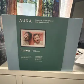 Af900grwm Aura Carver Digital Photo Frame Gravel White Mat 10 Inch Lcd Wi-fi