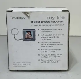 Brookstone 883594008078 My Life Digital Photo Keychain Holds 60 Pictures Rechargeable Sliver #3