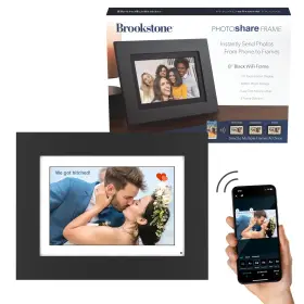 Fsm08blb-v2 Brookstone 8 Inch Wifi Digital Photo Frame Send Or Video V2 Black Wood
