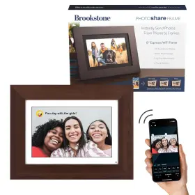 Fsm0esb-v2 Brookstone 8 Inch Wifi Digital Photo Frame Send Or Video V2 Expresso Wood