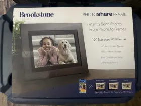 Fsm1010 Brookstone Photoshare Frame 10 Inch Wi-fi Digital Photo Black Clock Calendar