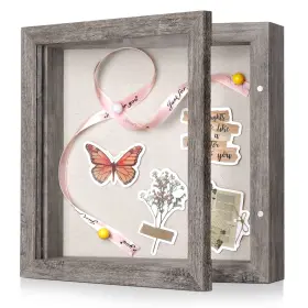 Califortree 974461399987 8x8 Shadow Box Frame With Linen Back - Sturdy Rustic Memory Display Case Of F