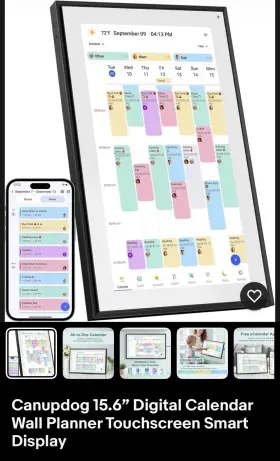 15.6dt21 Canupdog 15.6 Inch Touchscreen Digital Calendar Wall Planner Wi-fi Clock Lists Photo