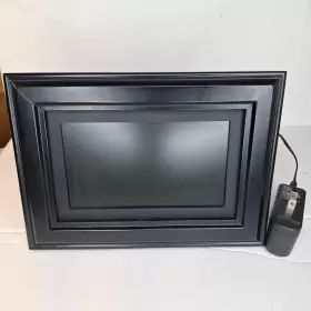 137df758 Coby Dp-758 7 Inch Widescreen Digital Photo Frame Black Wooden Used #2