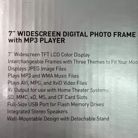 Dp-770 Coby 7 Inch Widescreen Digital Photo Frame With Mp3 Player Use Memory Card/flash Drive #2