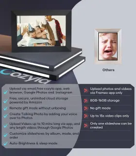 Cozyla Frame 741365530145 Digital Picture Wifi Free Unlimited Storage Ai-powered Send Pict #2