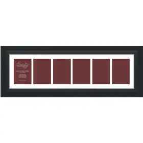 581093201c21a Craig Frames 9x32 Black Collage Frame 6-5x7 Openings White Mat Wall Display