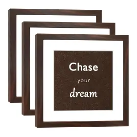 Fde-ps275-11x11-wal3 Dekwinn 11x11 Picture Frame Set Of 3 With Real Glass For Pictures 8x8 Mat Or 11x