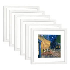 Fde-ps275-11x11-wh6 Dekwinn 11x11 Picture Frame Set Of 6 With Real Glass For Pictures 8x8 Mat Or 11x