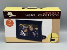 056130062 Digital Decor Ultra Slim Picture Frame Color Lcd Display Clock Calendar Usb New