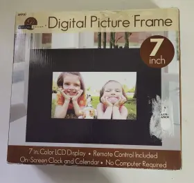 Dpf700 Digital Decor 884118035679 7 Inch Picture Frame On Screen Clock And Calendar Display Black