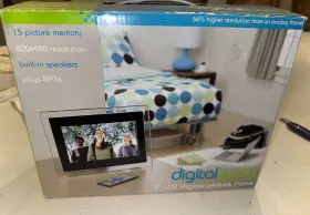 Digital Living 490561300129 7 Inch Lcd Picture Frame W Remote Wifi White Speakers Mp3 New
