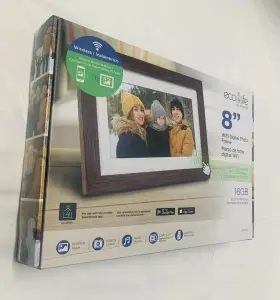 Eco4life 884945003759 8 Inch Wifi Wood Picture Frame Ultra Hd Touchscreen Ips 6g Cloud Memory