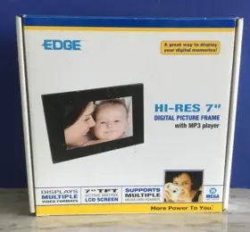 Edge 652977219581 Hi-res 7 Inch Digital Picture Frame With Mp3 Player Calendar Clock Alarm