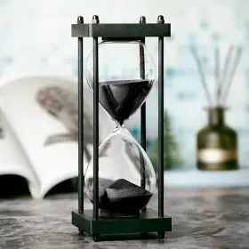 Elainestore 788703543207 Hourglass Timer 60 Minute Black Wooden Frame Decorative Sand Sa