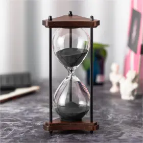 St-8060-bk Elainestore Hourglass Timer 60 Minute Triangle Wooden Frame Decorative Sand Black