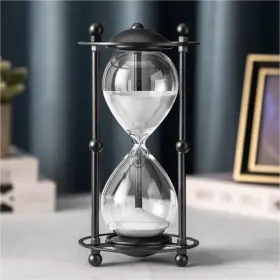 St-9060-wh Elainestore Hourglass Timer 60 Minute Black Metal Frame Decorative Sand White San