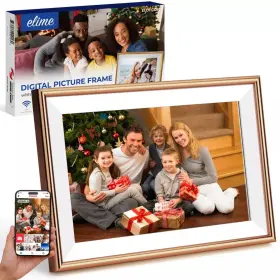 Elime 850042220160 Wifi Frameo Digital Photo Frame 10.1 Inch Aluminum Gold