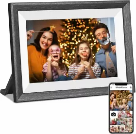 Hlgd1 Evrain Digital Picture Frame 10.1 Inch Hd Ips Touch Screen Auto-rotate Photo Wooden
