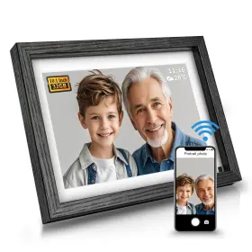 Flyamapirit 733437194027 Digital Photo Frame 10 Inch - 32g Wood Wifi Picture With Motion