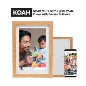 Focus Camera 196271544951 Koah Smart Wifi 10.1 Inch Digital Photo Frame With Frameo 8gb Brown Wood