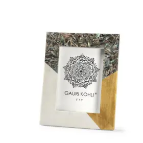 Gk51124 Gauri Kohli Picture Frames 10.5 Inch Art Deco Pearl Marble Tabletop Matte Polished