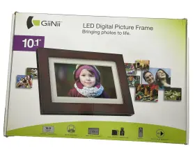 Gh-a12p Giinii 10.1 Inch Led Digital Picture Photo Slideshow Frame Usb Brown Wood New