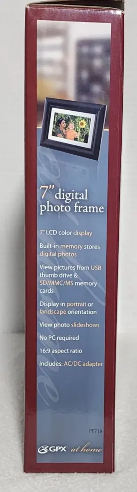 Pf719 Gpx 047323120510 Digital Photo Frame 7 Inch Color Display Built-in Memory And Expandable Card Slots #3