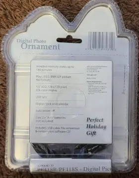 Pf1185 Gpx Digital Photo Ornament Holds 180 Pictures 1.5 Inch Color Dislplay Usb Connector New #2