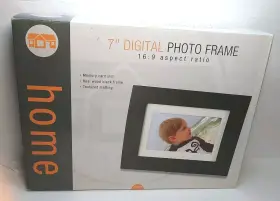 Home 040293374433 7 Inch Digital Photo Frame 16 9 Ratio Memory Card Real Wood Black Open Box