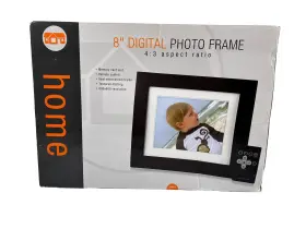 1600019 Home 8 Inch Digital Photo Frame By 4 3 Ratio - Memory Card Real Wood Brown