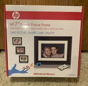 Df780b4 Hp 7 Inch Black Wood Digital Picture Frame 2gb Memory With Remote New Sealed