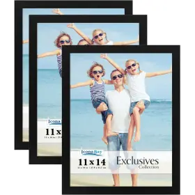 Icona Bay 669002365557 - 11x14 Picture Frames Black 3 Pack Sturdy Wood Composite Phot