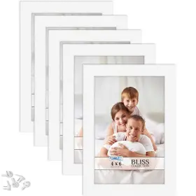 Blis-4x6ps-wht5 Icona Bay 4x6 Picture Frames White 5 Pack Modern Style Wood Composite Fra