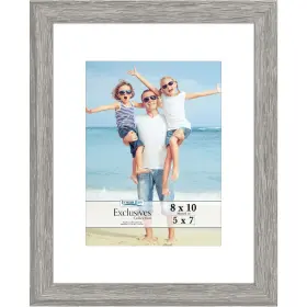 Excl-8x10mmagy1 Icona Bay - 8x10 Alder Gray Picture Frame With Mat Sturdy Wood Composite Ph