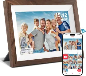 1280p Inc. 313029025092 Frameo 10.1 Inch Smart Digital Picture Frame With Walnut Moulding 16 9 Hd Ips