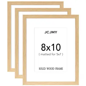 Smk810 Jcjmy 8x10 Picture Frame Solid Wood Set Of 3 Display 5x7 With Mat Or 8 X 10