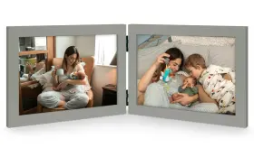 Jd Concept 753089596475 Double 4x6 Horizontal Combo Grey Wood Picture Frame 3.5x5.5 Opening Foldabl