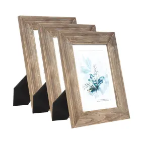 Kaiwin 727161850120 100% Solid Wood Brown 5x7 Picture Frame 3 Pack - Display 4x6 W