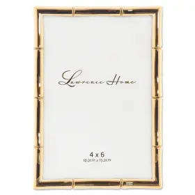 712246 Lawrence Frames 4-inch W X 6-inch H Gold Metal Picture Frame With Bamboo Design